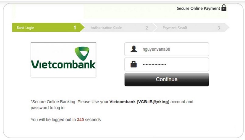 Nạp tiền vào sàn thành công qua thẻ Vietcombank