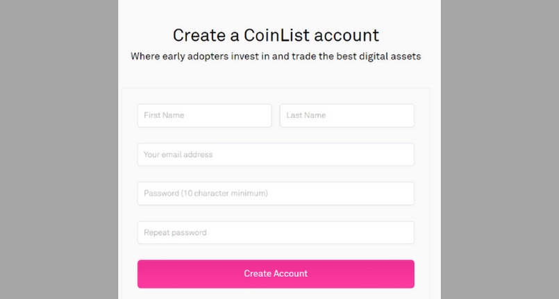 Cách tạo tài khoản Coinlist: Hoàn thành các thông tin cơ bản