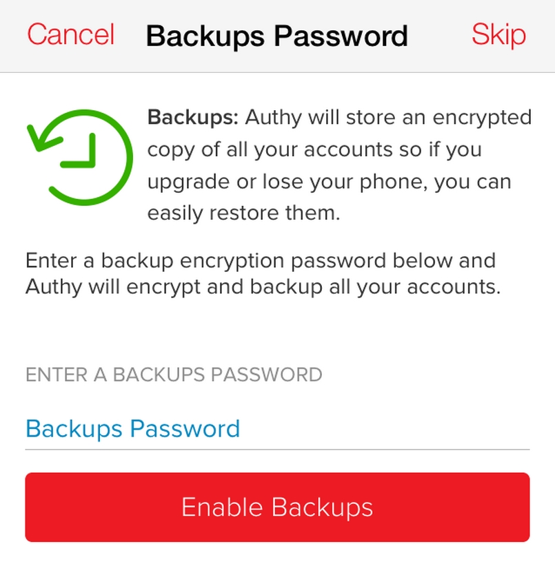 Thực hiện Backups password